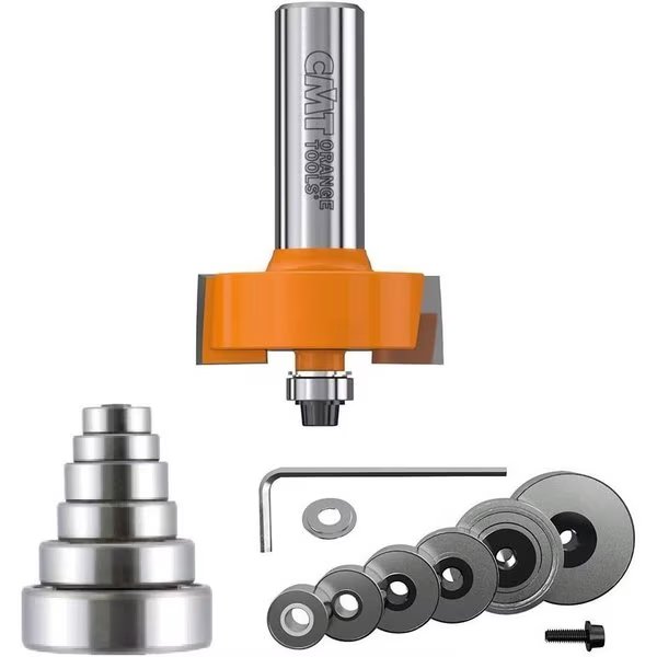 Variable Depth From 1/8" to 1/2-Inch, 1/2" Cutting Height, 1/2" Shank Rabbeting Router Bit Set, Cmt, Mfr#: 835.501.11