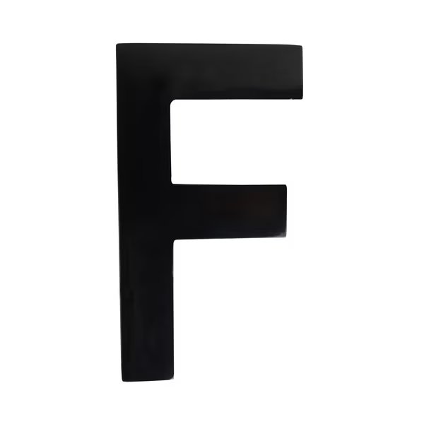 Brass 4 inch Floating House Letter Black F, Architectural Mailboxes, Mfr#: 3582B-F