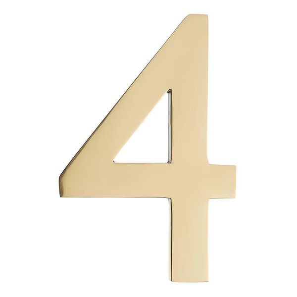 Brass 4 inch Floating House Number Polished Brass 4, Architectural Mailboxes, Mfr#: 3582PB-4