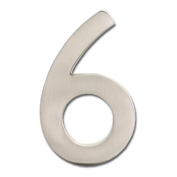 Brass 5 inch Floating House Number Satin Nickel 6, Architectural Mailboxes, Mfr#: 3585SN-6