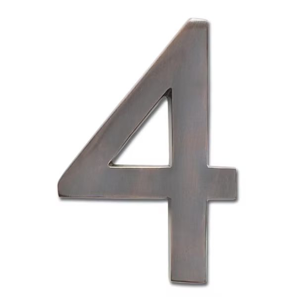 Brass 5 inch Floating House Number Dark Aged Copper 4, Architectural Mailboxes, Mfr#: 3585DC-4