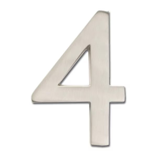 Brass 5 inch Floating House Number Satin Nickel 4, Architectural Mailboxes, Mfr#: 3585SN-4