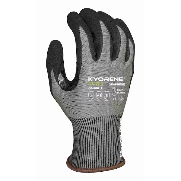 18g  Graphene Liner with  Black HCT MicroFoam Nitrile Palm Coating (XS) PK Gloves, Kyorene Pro, Mfr#: 00-880 (XS)