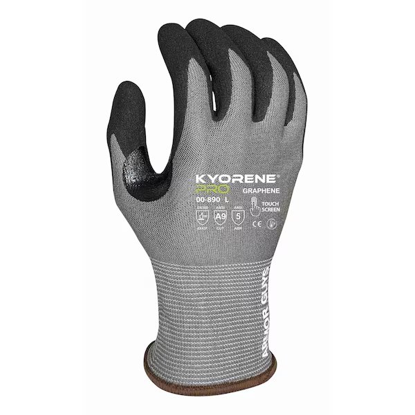 18g  Graphene Liner with  Black HCT MicroFoam Nitrile Palm Coating (S) PK Gloves, Kyorene Pro, Mfr#: 00-890 (S)