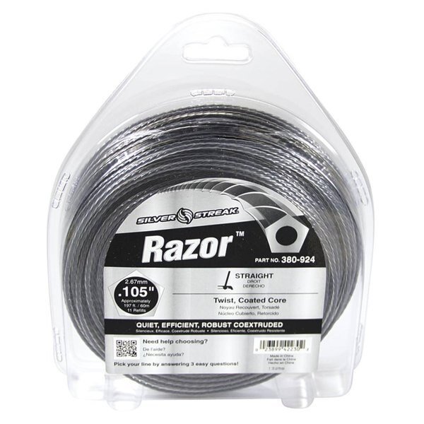 New 380-924 Razor Trimmer Line For Approximate Length 197 Ft., Color Gray, Diameter 0.105 In., Stens, Mfr#: 380-924