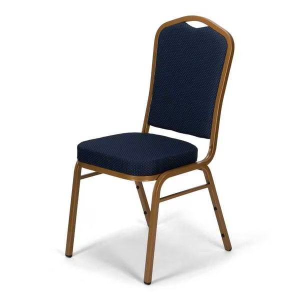 Crown Back Banquet Chair, Gold Frame, Navy Blue Patterned, Atlas Commercial Products, Mfr#: CBC9NVFGF-BD