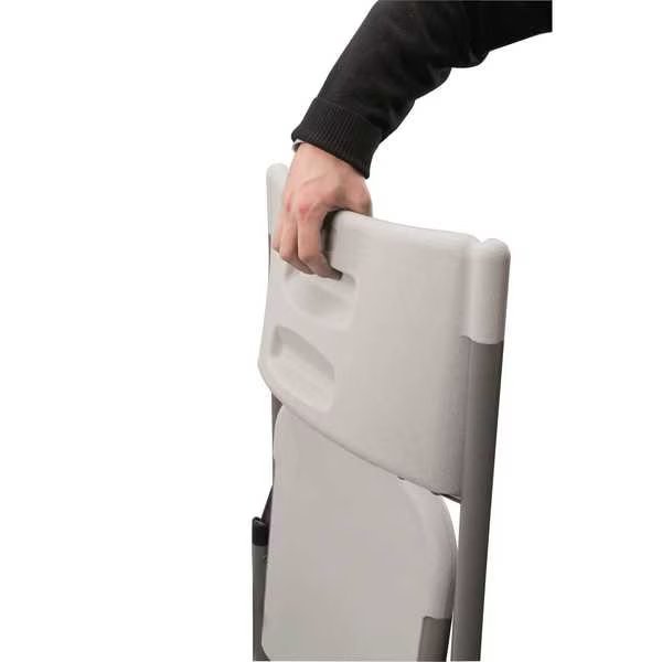 Blow Molded White Plastic Folding Chair with Gray Frame, Atlas Commercial Products, Mfr#: BMPFC2GRF