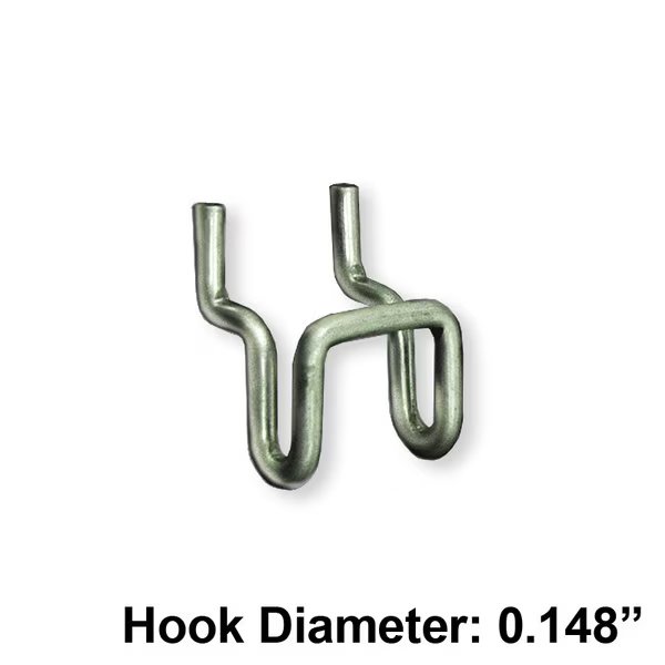 1.125"W x 0.5"D x 0.75"H Metal U-Hook: 0.148" Dia., PK20, Azar Displays, Mfr#: 700020