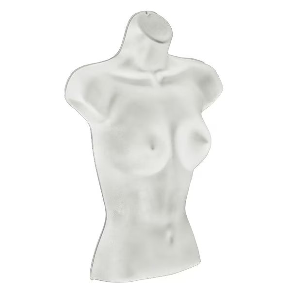 White Plastic Vacuum Form Female Bust, 30PK, Azar Displays, Mfr#: P-900505