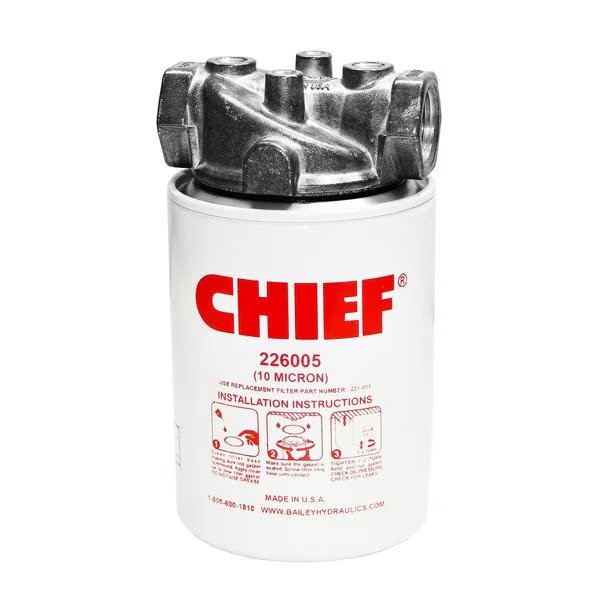 Filter Assembly Spin-On, 10 Micron, 150 PSI, 55 Gpm, 1 1/4 NPTf Port, Chief, Mfr#: 226009