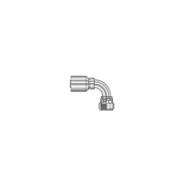 Crimp Hose Fitting - SAE 37° JIC F - 90° Tube Elbow - 3/8 ID, 9/16-18 Thread, Intertraco, Mfr#: 472666