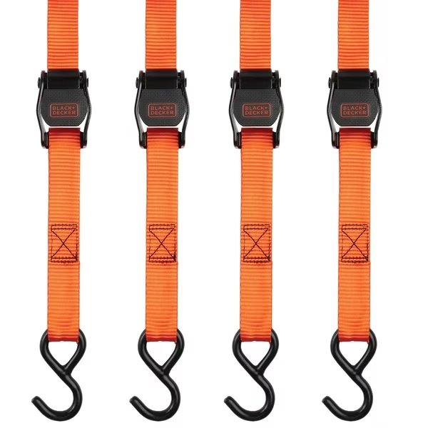 10' x 1 in Cam-Buckle Tie Down, 900 lb, 4PK, Black & Decker, Mfr#: BDX1004