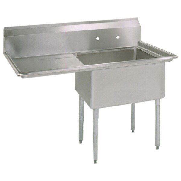 29-8125 in W x 44.5 in L x Free Standing, Stainless Steel, One Compartment Sink, Bk Resources, Mfr#: BKS-1-1824-14-24L