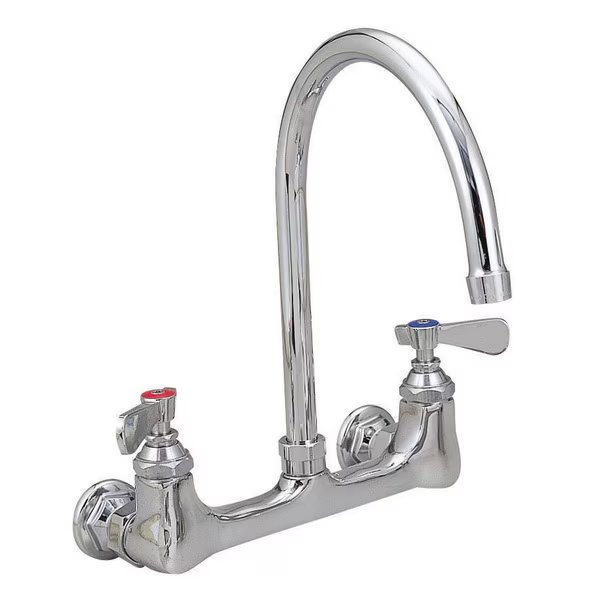 Optiflow Heavy Duty Faucet, 5" Gooseneck Spout, 8" O.C. Splash Mount, Bk Resources, Mfr#: BKF-5G-G