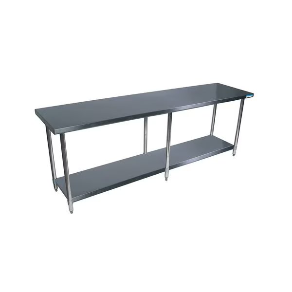 Work Table Stainless Steel W/Undershelf, Plastic bullet feet 84"Wx30"D, Bk Resources, Mfr#: SVT-8430