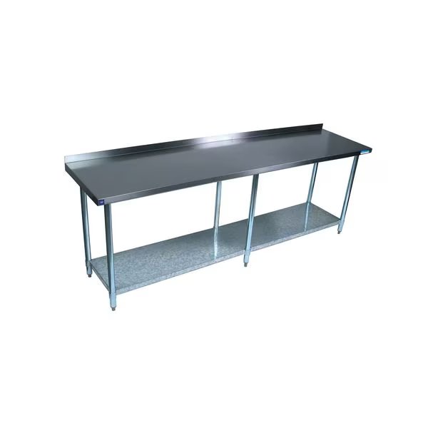 Work Table Stainless Steel With Undershelf, 1.5" Rear Riser 96"Wx24"D, Bk Resources, Mfr#: VTTR-9624