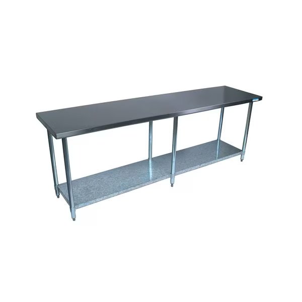 Flat Top Work Table Stainless Steel w/Galvanized Undershelf 84"Wx24"D, Bk Resources, Mfr#: VTT-8424