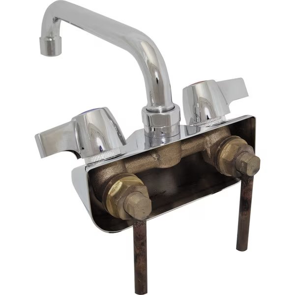 4" O.C.WorkForce shallow splash mount Faucet With 12" Swing Spout, Bk Resources, Mfr#: BKF-W2-12-G