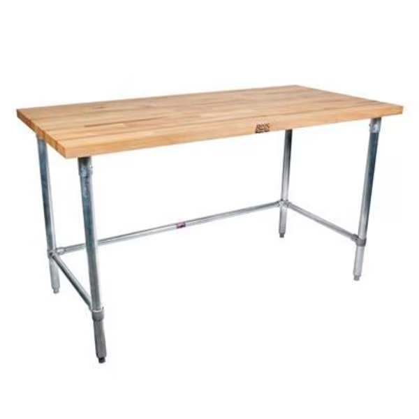 Hard Maple Table Open Base, Galvanized Legs Oil Finish 96"Lx30"W, Bk Resources, Mfr#: MFTGOB-9630