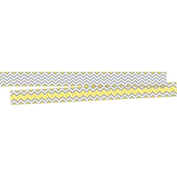 Chevron Gray & Yellow Double-Sided Border, 24/set, Barker Creek, Mfr#: 3691