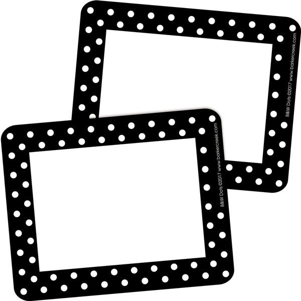 Black & White Dots Name Tags/Self-Adhesive Labels, 90/Set, Barker Creek, Mfr#: 3747