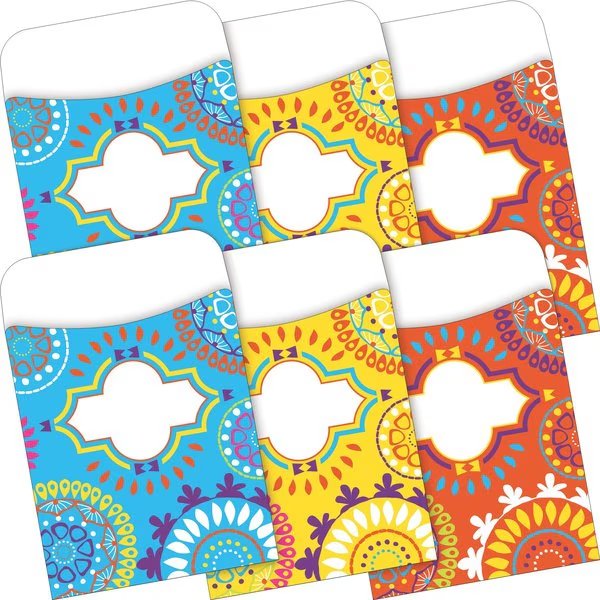 Moroccan Peel & Stick Library Pockets, Multi-Designs, 60/Set, Barker Creek, Mfr#: 3841