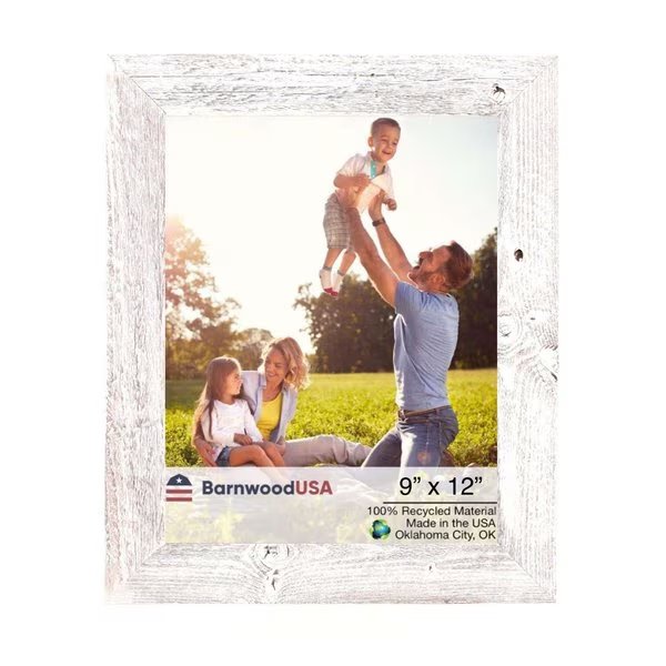Rustic Farmhouse Reclaimed 9x12 Picture Frame (White Wash), Barnwoodusa, Mfr#: 840075812876