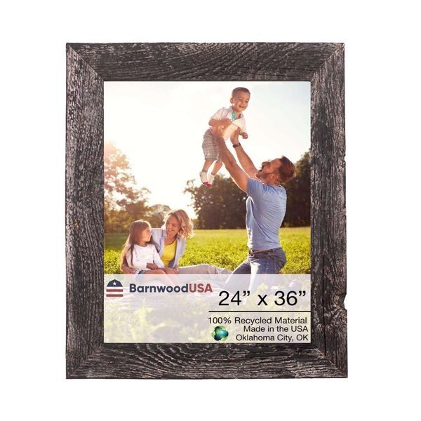 Rustic Farmhouse Reclaimed 24x36 Picture Frame (Smoky Black), Barnwoodusa, Mfr#: 840075883098
