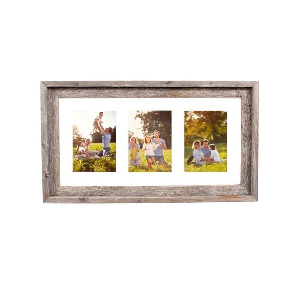 Rustic Farmhouse Reclaimed Frame - Fits 3, 5x7 Photos (White), Barnwoodusa, Mfr#: 672713215042