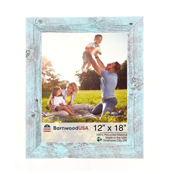 Rustic Farmhouse Reclaimed 12x18 Picture Frame (Robins Egg Blue), Barnwoodusa, Mfr#: 840075882879