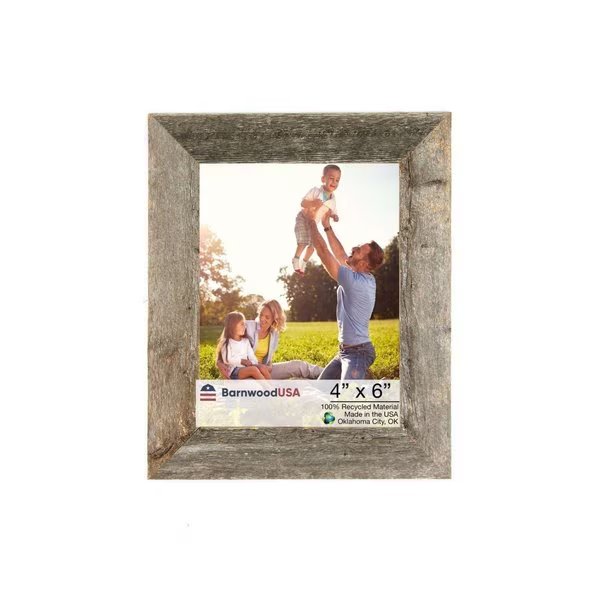 Rustic Farmhouse Reclaimed 4x6 Picture Frame (Weathered Gray), Barnwoodusa, Mfr#: 672713210047