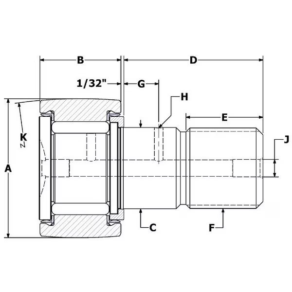 .6875", Needle Cam Follower, Crown, HD, Sealed, Carter Bearings, Mfr#: CCNBH-22-S