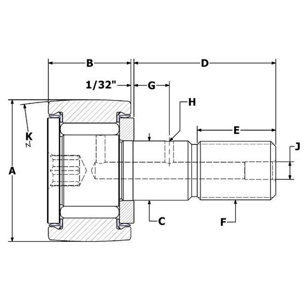 .625", Needle Cam Follower, Crown, Sealed, Hex, Carter Bearings, Mfr#: CCNB-20-SB