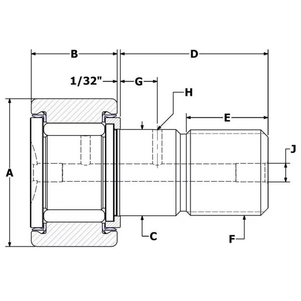 2.75", Needle Cam Follower, HD, Sealed, Carter Bearings, Mfr#: CNBH-88-S