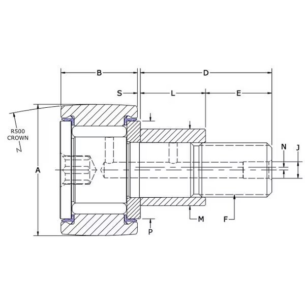 30 mm, Metric Needle Cam Follower, Eccentric, Sealed, Hex, Carter Bearings, Mfr#: MCNBE-30-SB