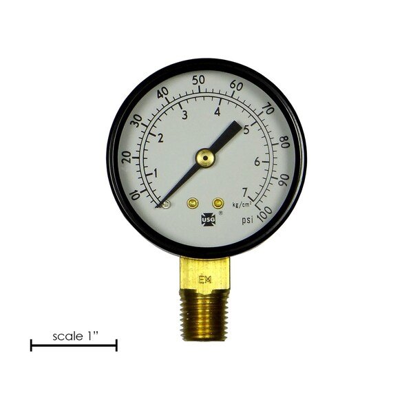 Bedford Precision Gauge, 1/4in NPT Btm Mnt, 0-100 PSI, 2in for Binks, Devilbiss, Graco, Bedford Precision Parts, Mfr#: 28-759