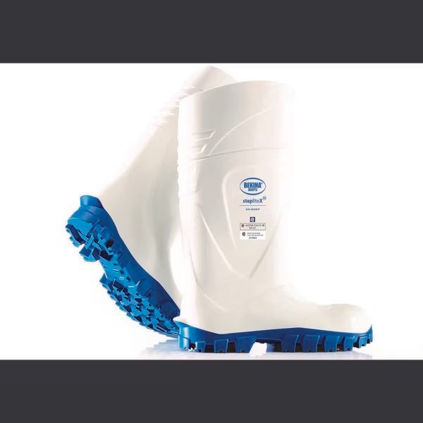 StepliteX SolidGrip PU Boot, Steel Toecap, White-Blue, Size 10, Bekina, Mfr#: XAN3P/1053AZ517-10
