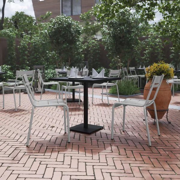 Silver All-Weather Armless Steel Dining Chair, 2PK, Flash Furniture, Mfr#: 2-XU-CH-10318-SIL-GG