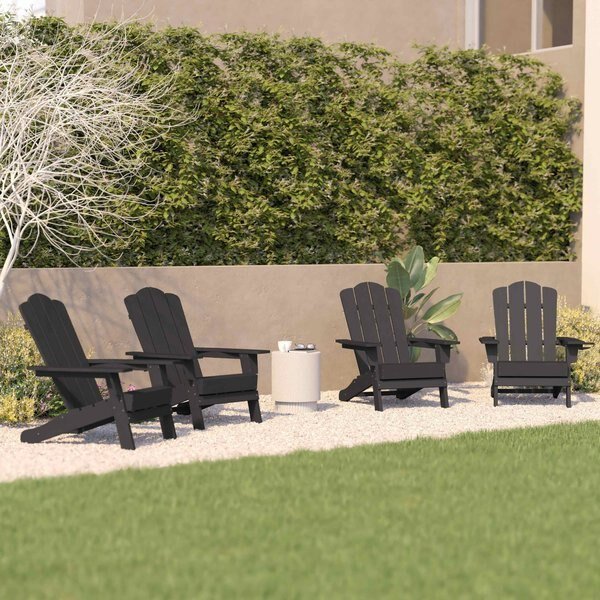 Gray Adirondack Patio Chairs with Cupholder, 4PK, Flash Furniture, Mfr#: 4-LE-HMP-1044-10-GY-GG