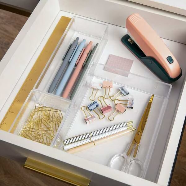 Brody Set of 3 Stack and Slide Plastic Tray Office Desktop Organizers, 1-Small, 1-Medium, 1-Large, Martha Stewart, Mfr#: BE-PB3317-3-CLR-MS