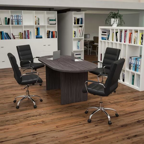 Oval 35" X 72" X 29.5", Laminate Top, Grey, Flash Furniture, Mfr#: BLN-6GCGRY2286-BK-GG