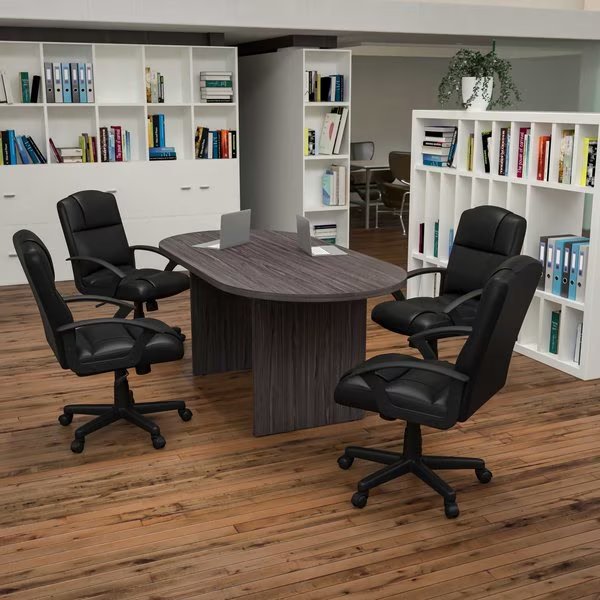 Oval 35" X 72" X 29.5", Laminate Top, Grey, Flash Furniture, Mfr#: BLN-6GCGRYX000-BK-GG