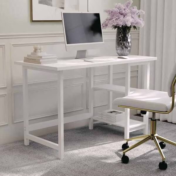 23.5 in. D X 47.5 in. W X White Wood Grain, Pine Wood, Rubberwood (Parawood), Martha Stewart, Mfr#: BLN-FY-HY-1071-WH-MS