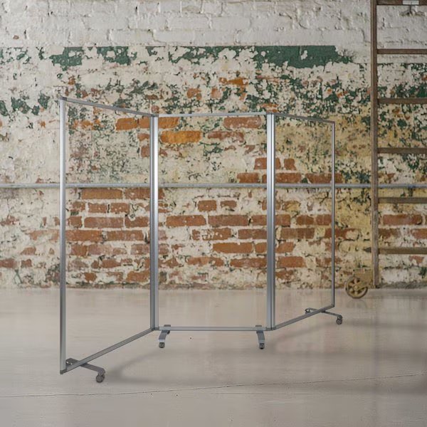 Transparent Mobile Partition, 72"H x 36"L, Flash Furniture, Mfr#: BR-PTT001-3-AC-90183-GG