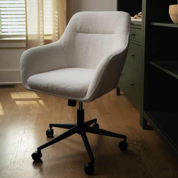 Rayna Upholstered Office Chair in White/Oil Rubbed Bronze, Martha Stewart, Mfr#: CH-220921-6-WH-BK-MS