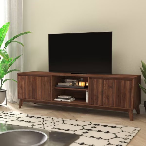 Walnut 70" TV Stand with Adjustable Middle Shelf, Flash Furniture, Mfr#: EM-TV1801-WAL-GG