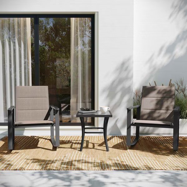 Brown 3-Piece Rocking Chair and Side Table Set, Flash Furniture, Mfr#: FV-FSC-2315-BRN-GG