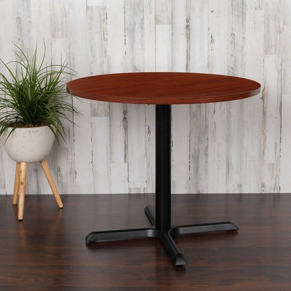 Round 35.5" X 35.5" X 30", Laminate Top, Red, Flash Furniture, Mfr#: GC-M-BLK-15-CHR-GG