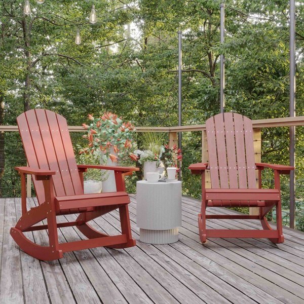 White Poly Resin Adirondack Rocking Chairs, 2PK, Flash Furniture, Mfr#: JJ-C14705-RED-2-GG