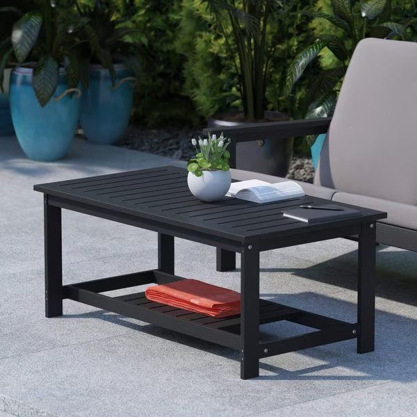 Black Poly Resin Adirondack Coffee Table, Flash Furniture, Mfr#: JJ-T14022-BK-GG